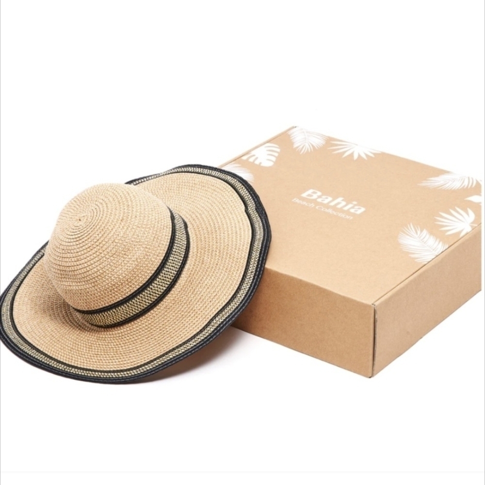 Bahia Raffia Hat Vacay Sun Hats Tropical Straw  Vacation Beach Hat - Picture 2 of 10